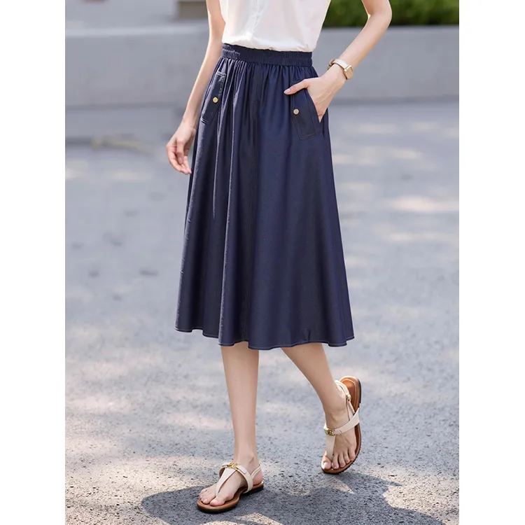 LUYOUYE Denim Long Skirt Women's-2