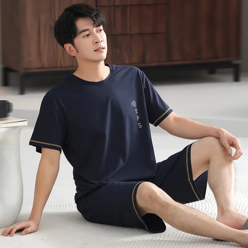LUYOUYE Pajama Set Men's Navy Blue-5