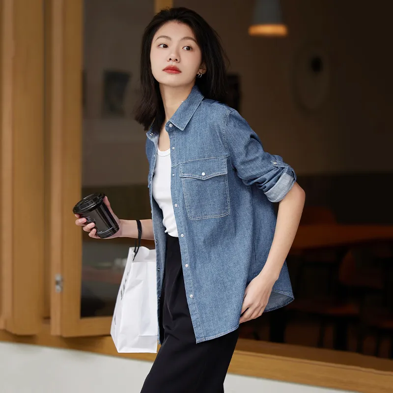LUYOUYE Shirt Women's Light Blue-2