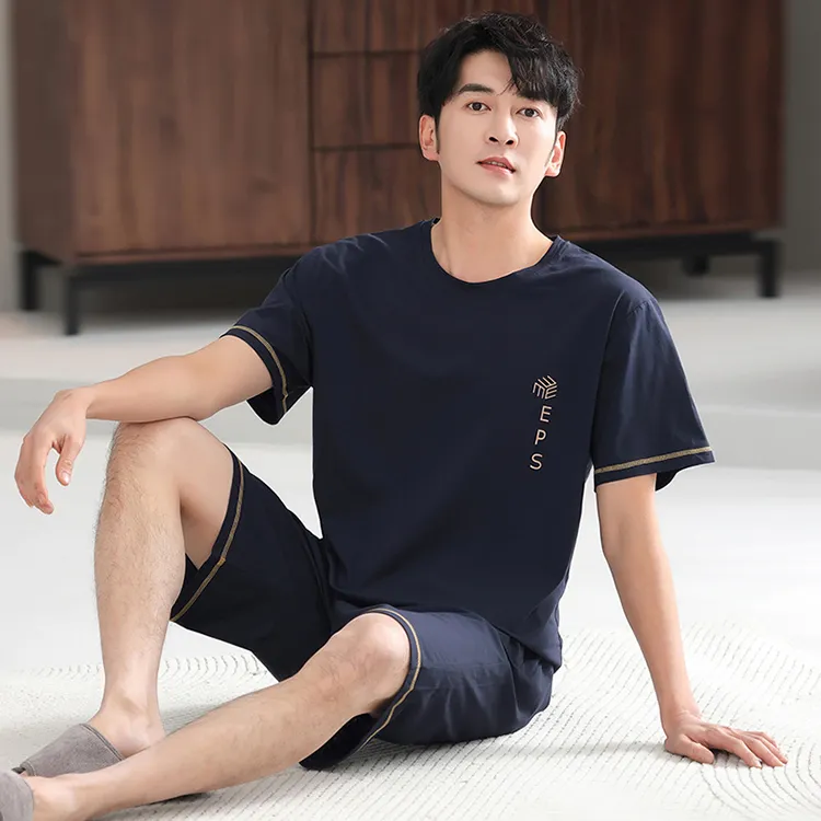 LUYOUYE Pajama Set Men's Navy Blue-1