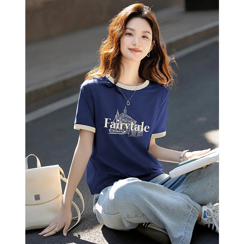 LUYOUYE T Shirts Women's Navy Blue-3