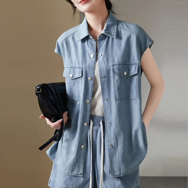 LUYOUYE Shirts Women's Light Blue-3