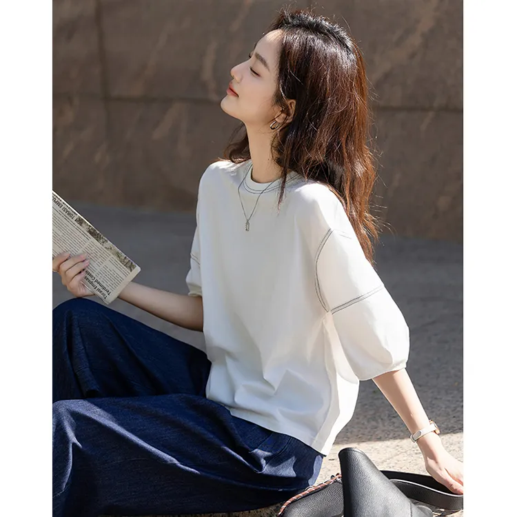 LUYOUYE Lantern Sleeve T Shirt Women's-4