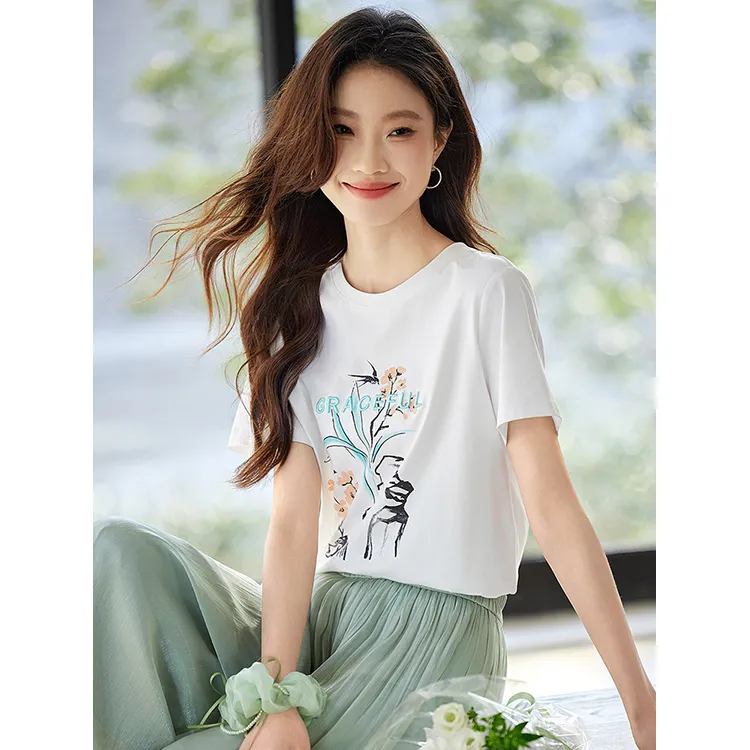 LUYOUYE Regular T Shirt Women's White-3