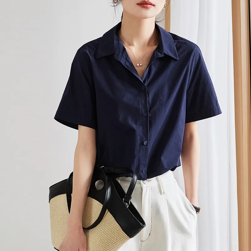 LUYOUYE Shirts Women's Navy Blue-3