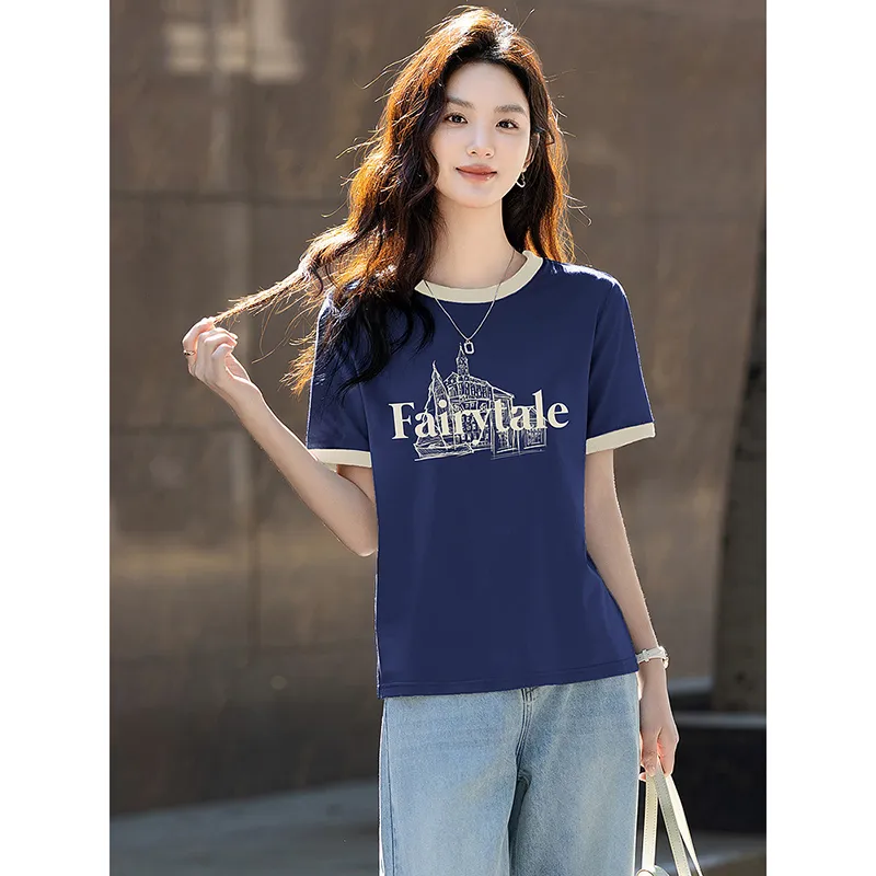 LUYOUYE T Shirts Women's Navy Blue-4