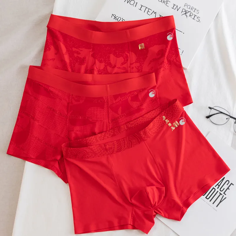 LUYOUYE Underpants Men's 3 Pack Red-2