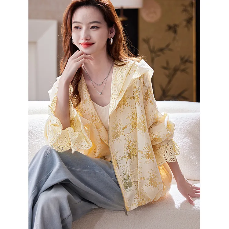LUYOUYE Trench Coats Women's Yellow-3