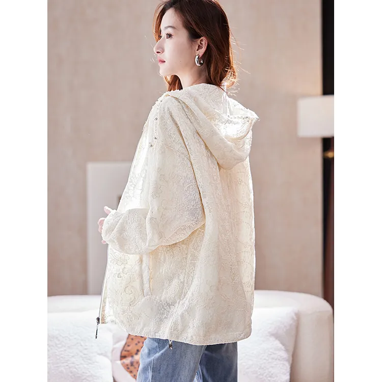 LUYOUYE Trench Coats Women's Ecru-1