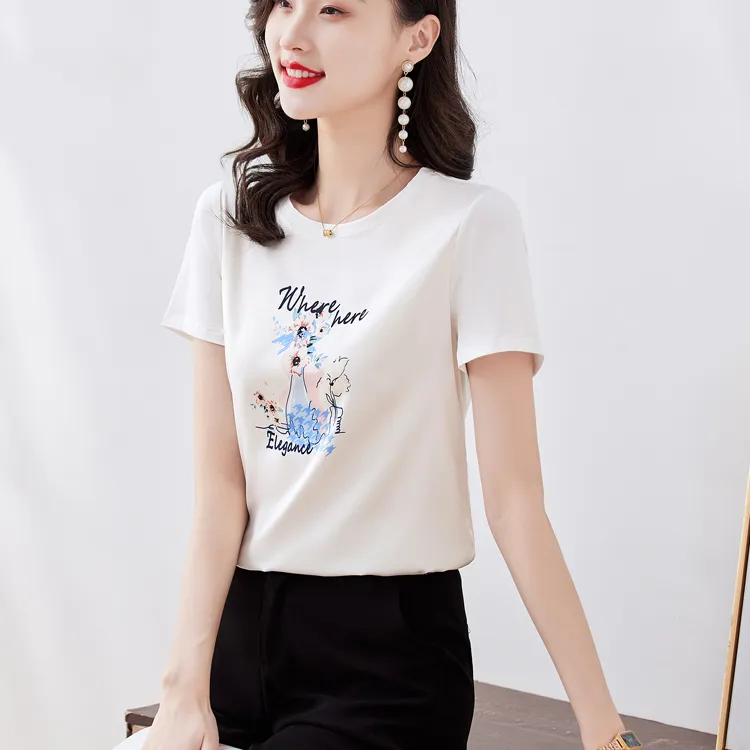 LUYOUYE Regular T Shirt Women's White-3