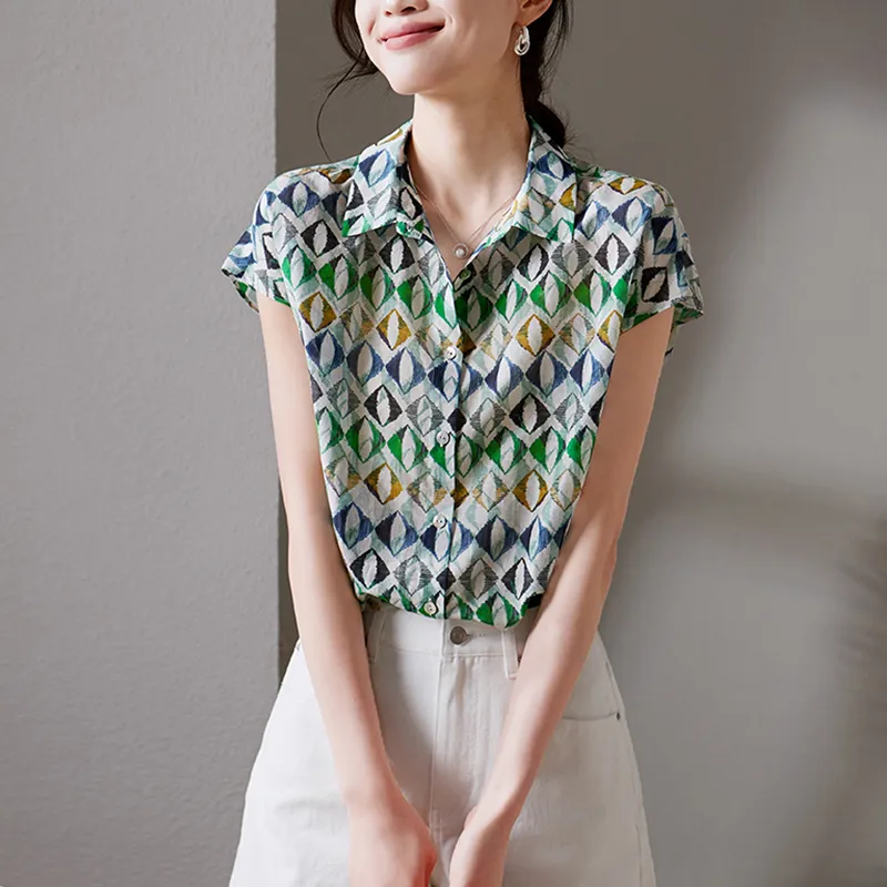 LUYOUYE Shirts Women's Green-3