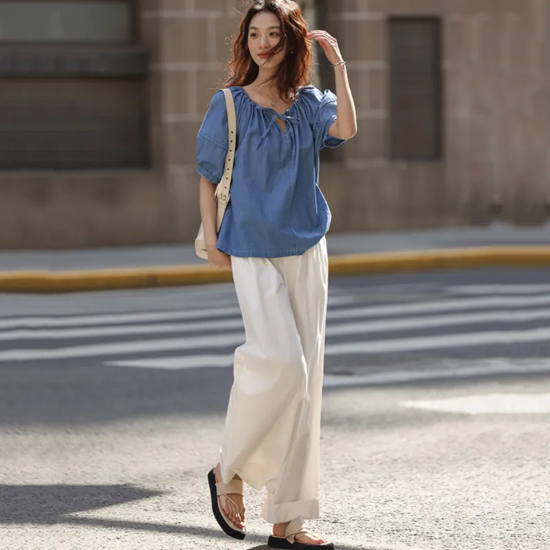 LUYOUYE Casual Pants Women's Gypsum White-4