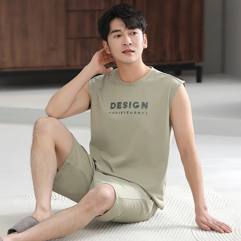 LUYOUYE Pajama Set Men's Grass Green-3