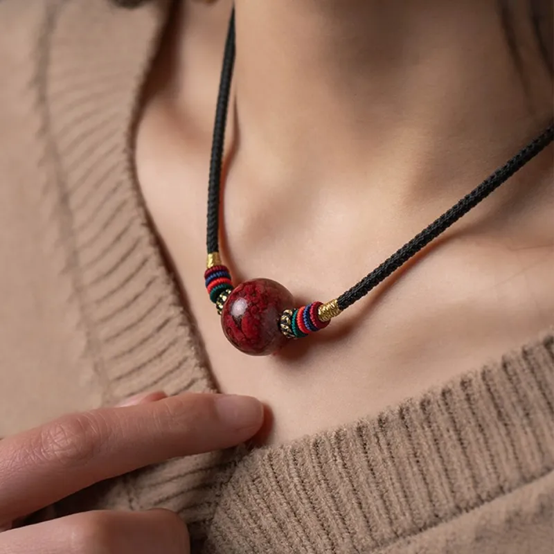 Yutang Reconstructed Cinnabar Pendants Women's-2