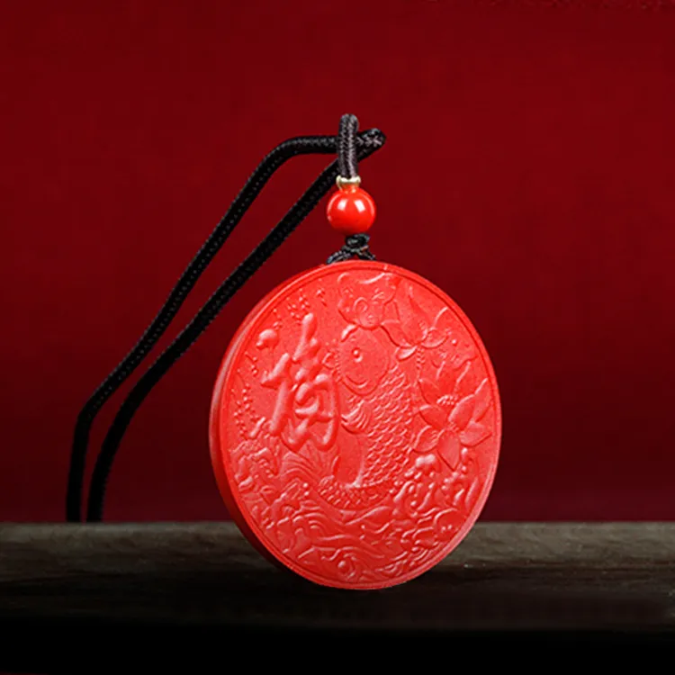 Yutang Reconstructed Cinnabar Pendants Women's-2