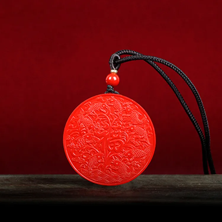 Yutang Reconstructed Cinnabar Pendants Women's-1