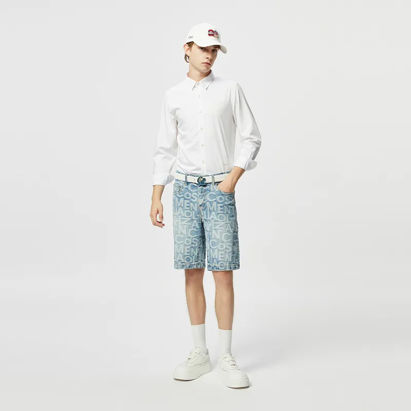C'N'C Denim Shorts Men's Blue Pattern-7