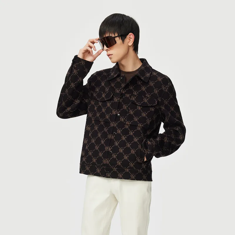 C'N'C Rhythm Party Series Jackets Coats Men's Brown With Print-4