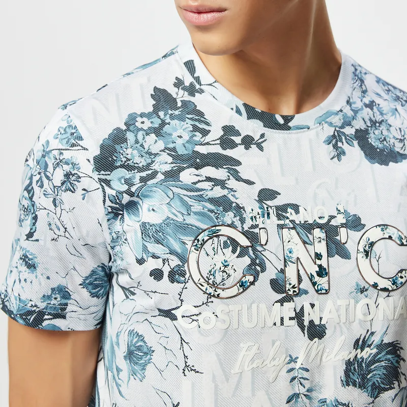 C'N'C Smudge & Distortion Series T Shirt Men's Blue Pattern-3