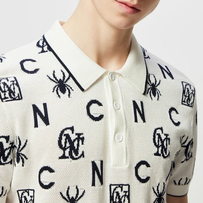 C'N'C Trend Series Polo Shirt Men's White Pattern-6