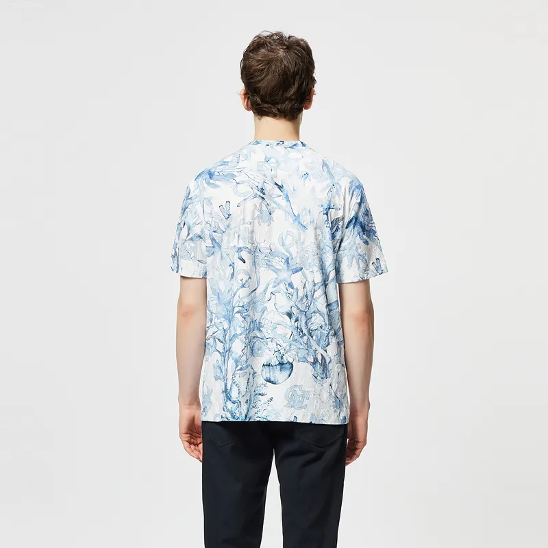 C'N'C Smudge & Distortion Series T Shirt Men's Blue Pattern-5
