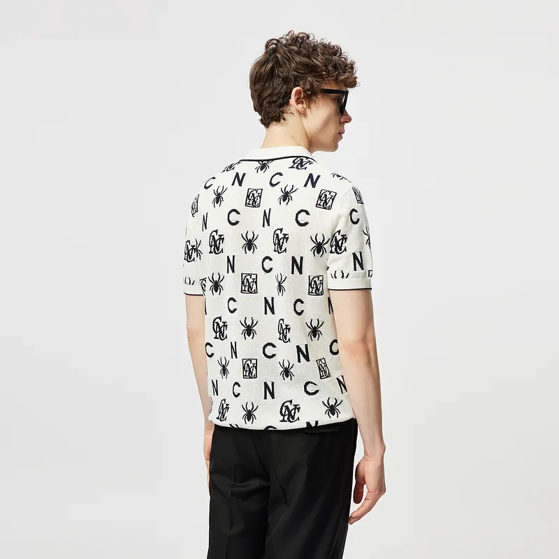C'N'C Trend Series Polo Shirt Men's White Pattern-5