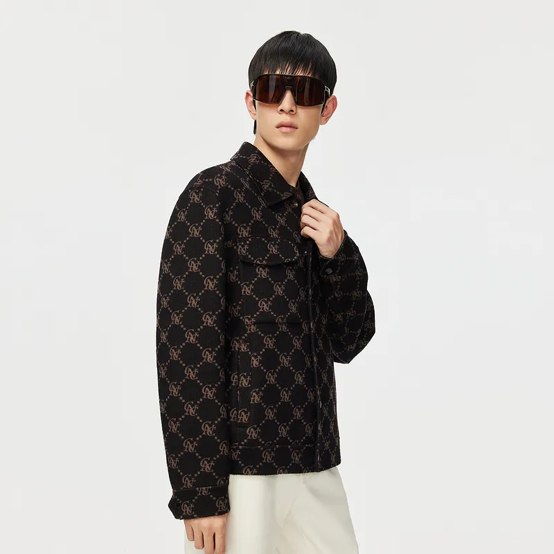 C'N'C Rhythm Party Series Jackets Coats Men's Brown With Print-3