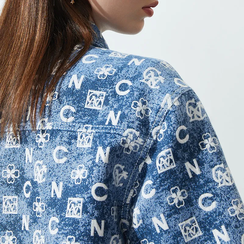 C'N'C Denim Jackets Women's Blue Pattern-2