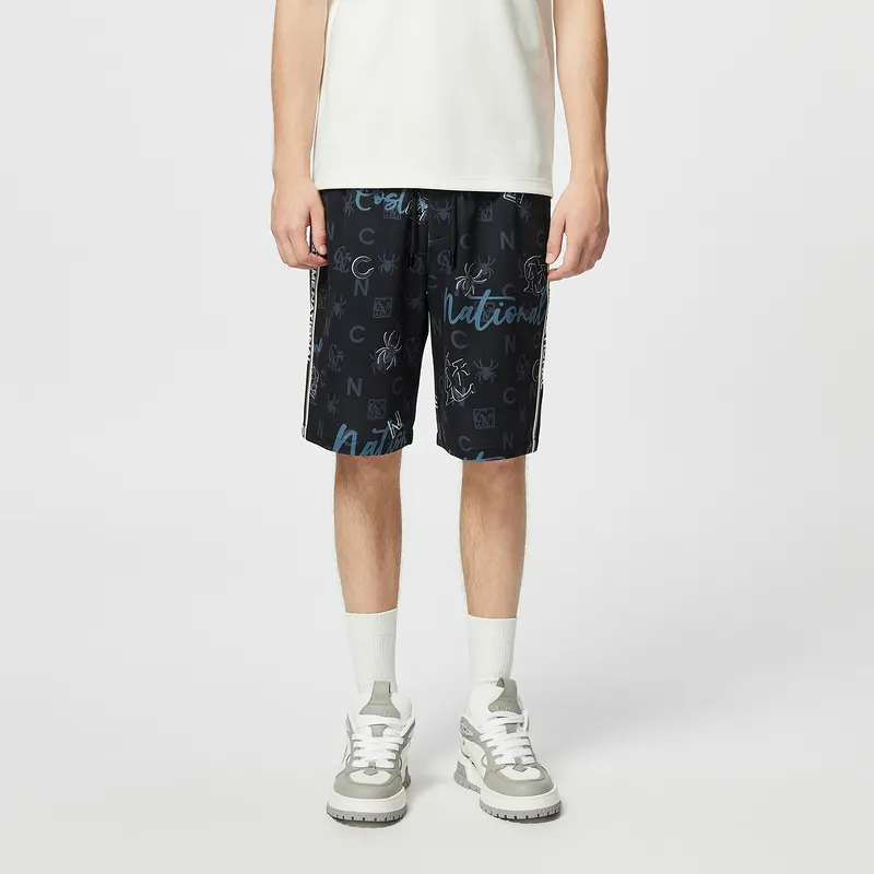 C'N'C Trendy Collection Dance Party Collection Casual Shorts Men's Black Floral-2