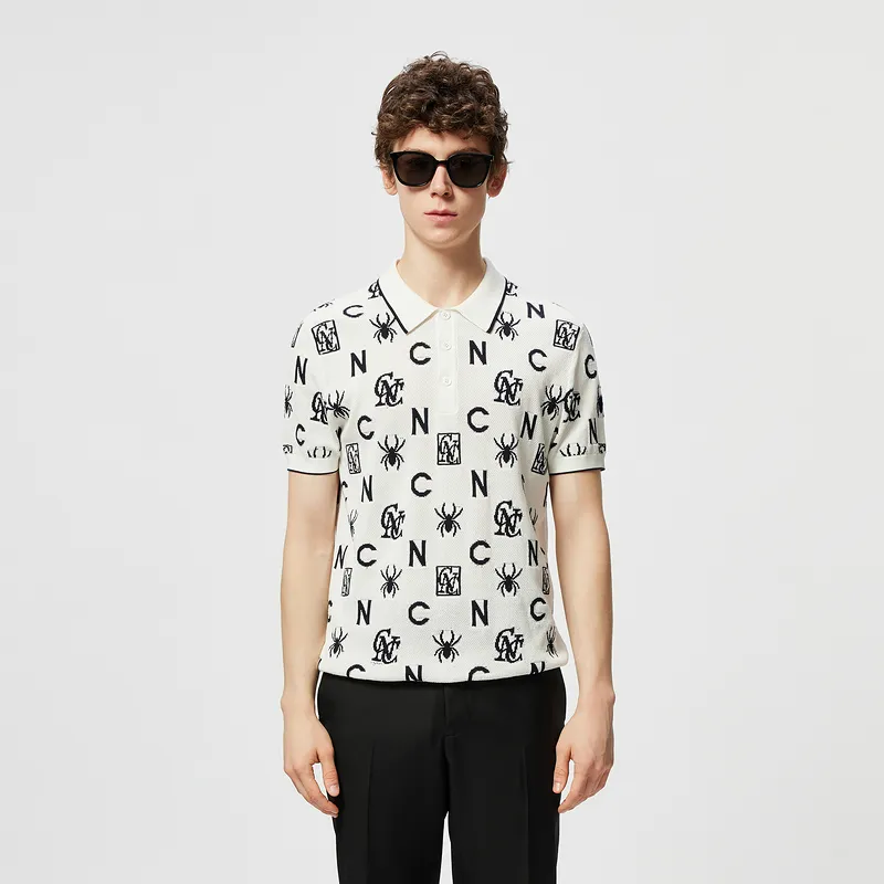 C'N'C Trend Series Polo Shirt Men's White Pattern-2