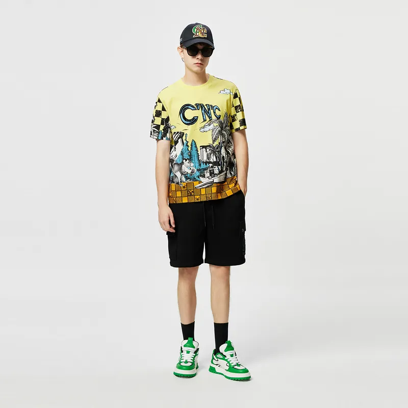C'N'C Trend Series T Shirt Men's Yellow Pattern-7