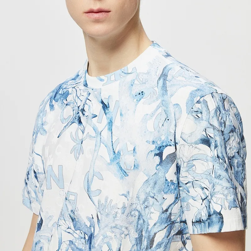 C'N'C Smudge & Distortion Series T Shirt Men's Blue Pattern-6