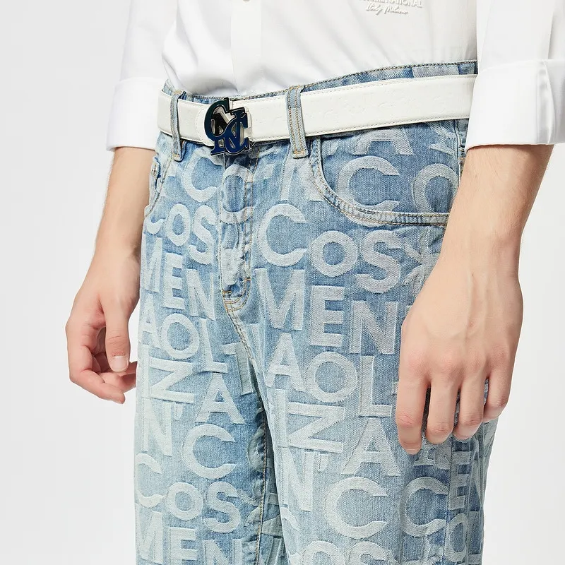 C'N'C Denim Shorts Men's Blue Pattern-6