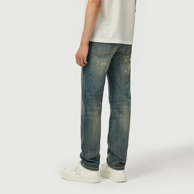 C'N'C Smudge & Distortion Series Jeans Men's Denim Blue-5