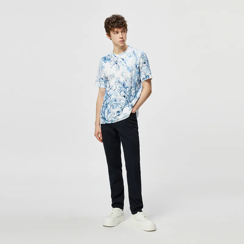 C'N'C Smudge & Distortion Series T Shirt Men's Blue Pattern-7