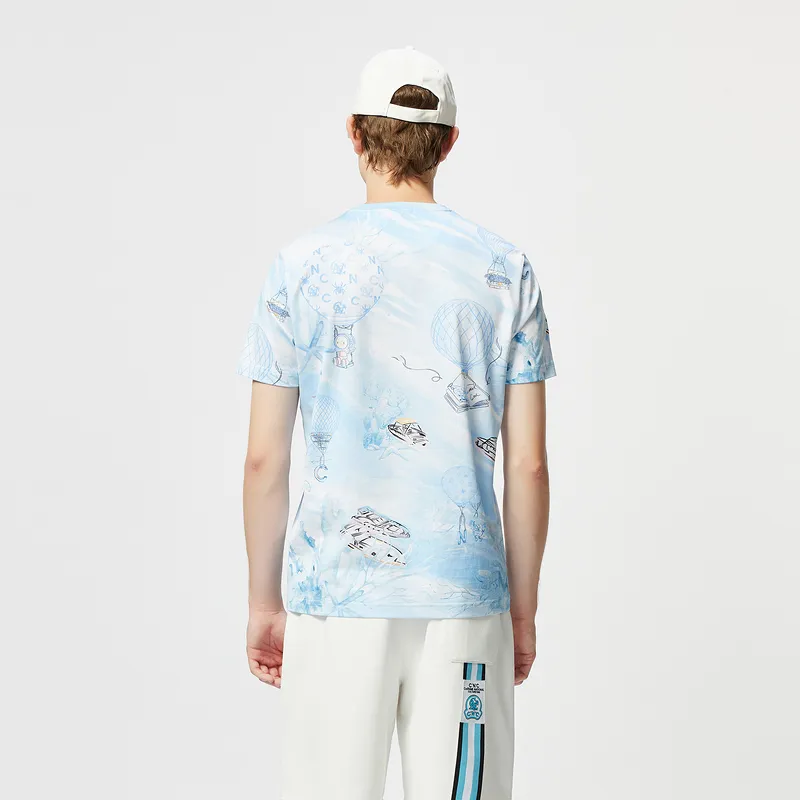 C'N'C Trend Series Spring Summer T Shirt Men's Blue Pattern-2