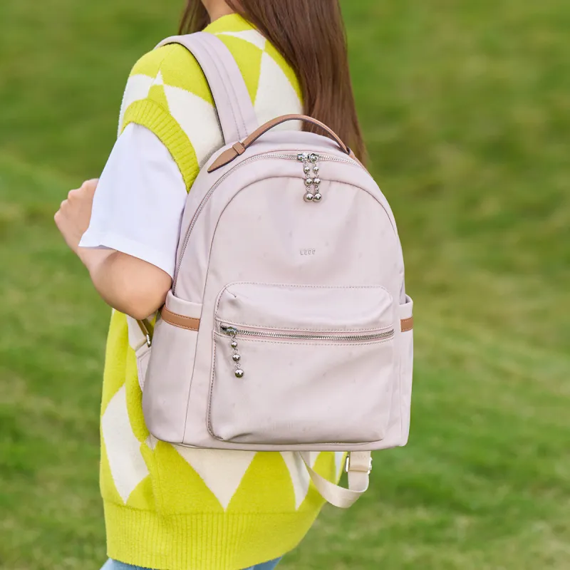 LEFF Fabric Backpack Travel Backpack Laptop Bag Backpack Regular Women's Smoke Purple/Cream Apricot-4