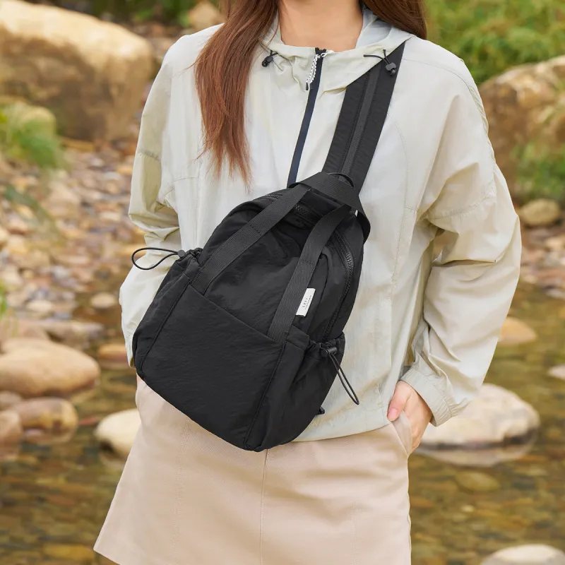 LEFF Fabric Crossbody Handheld Backpack Unisex Classic Black-2