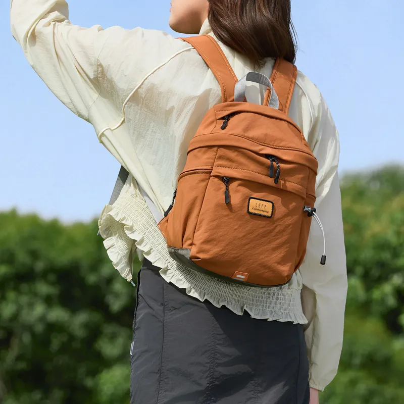 LEFF Fabric Backpack Unisex Coconut Milk White/Field Green/Sunset Orange-13