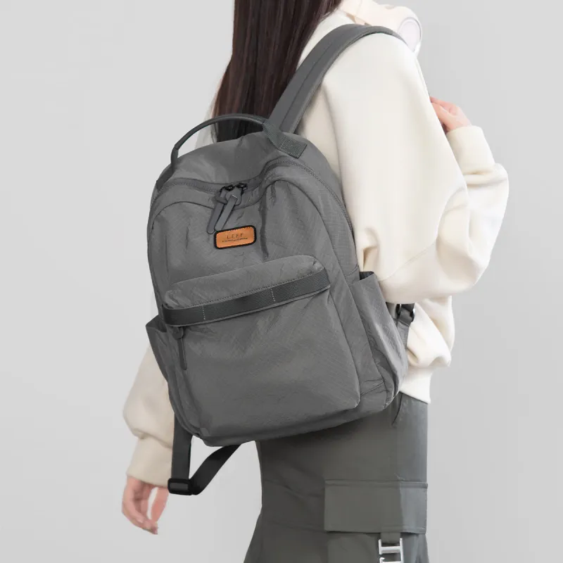 LEFF Recyclable Parachute Fabric Backpack Large Size Unisex Dark Gray/Classic Black/Rock Grass Green/White Cap Gray-1
