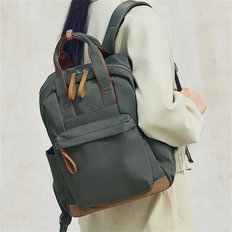 LEFF Fabric Backpack Large Size Women's Milk Tea Apricot-12