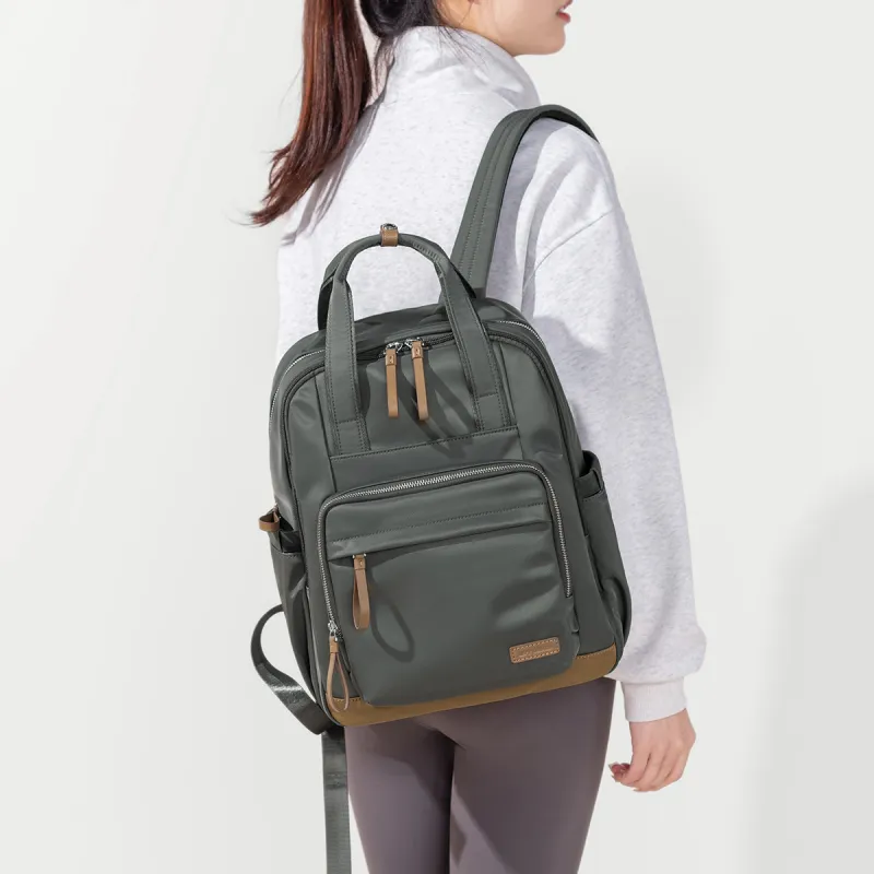 LEFF Nylon Fabric Baby And Mom Backpack Large Size Women's Stone Gray-5