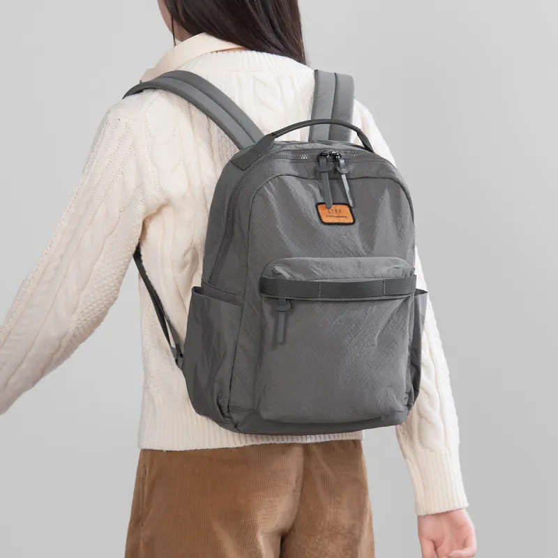 LEFF Recyclable Parachute Fabric Backpack Large Size Unisex Dark Gray/Classic Black/Rock Grass Green/White Cap Gray-2