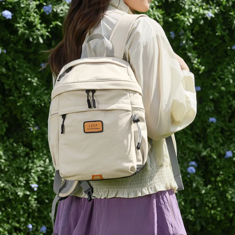 LEFF Fabric Backpack Unisex Coconut Milk White/Field Green/Sunset Orange-1