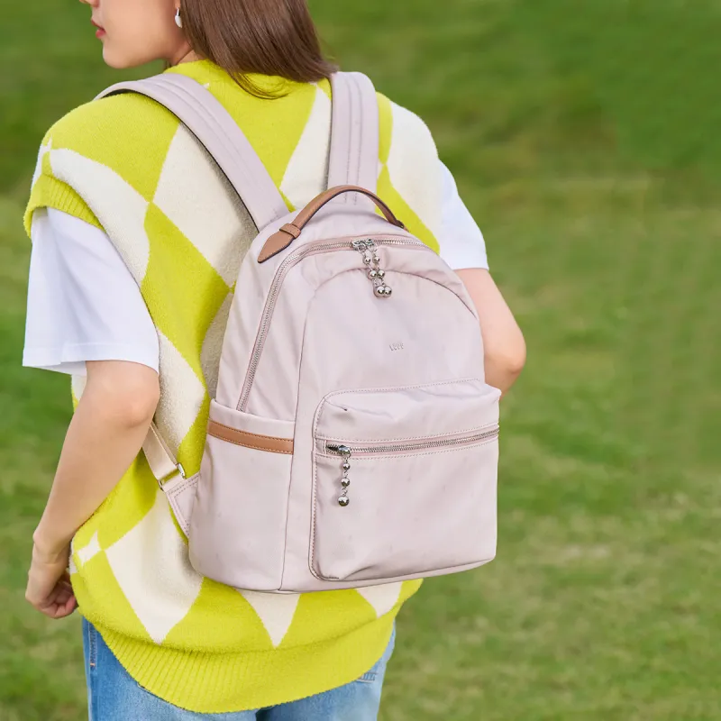 LEFF Fabric Backpack Travel Backpack Laptop Bag Backpack Regular Women's Smoke Purple/Cream Apricot-5