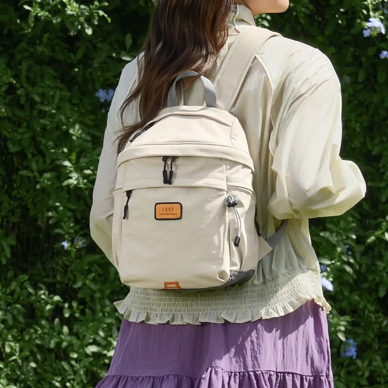 LEFF Fabric Backpack Unisex Coconut Milk White/Field Green/Sunset Orange-3