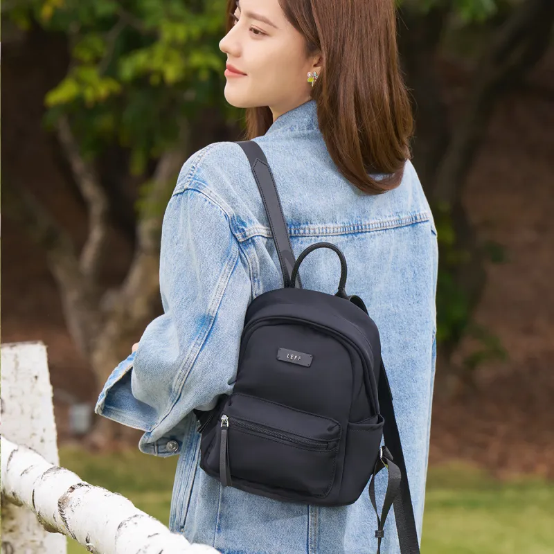 LEFF Water Repellent Fabric Backpack Women's Banxia Green/Classic Black/Dark Plum Sauce-6