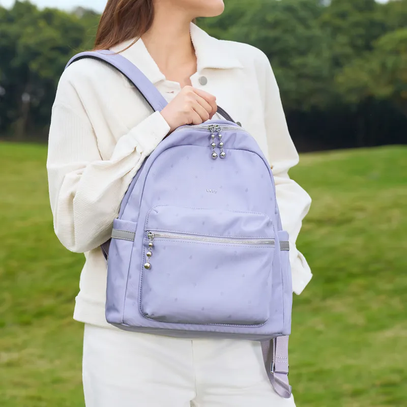 LEFF Fabric Backpack Travel Backpack Laptop Bag Backpack Regular Women's Smoke Purple/Cream Apricot-1