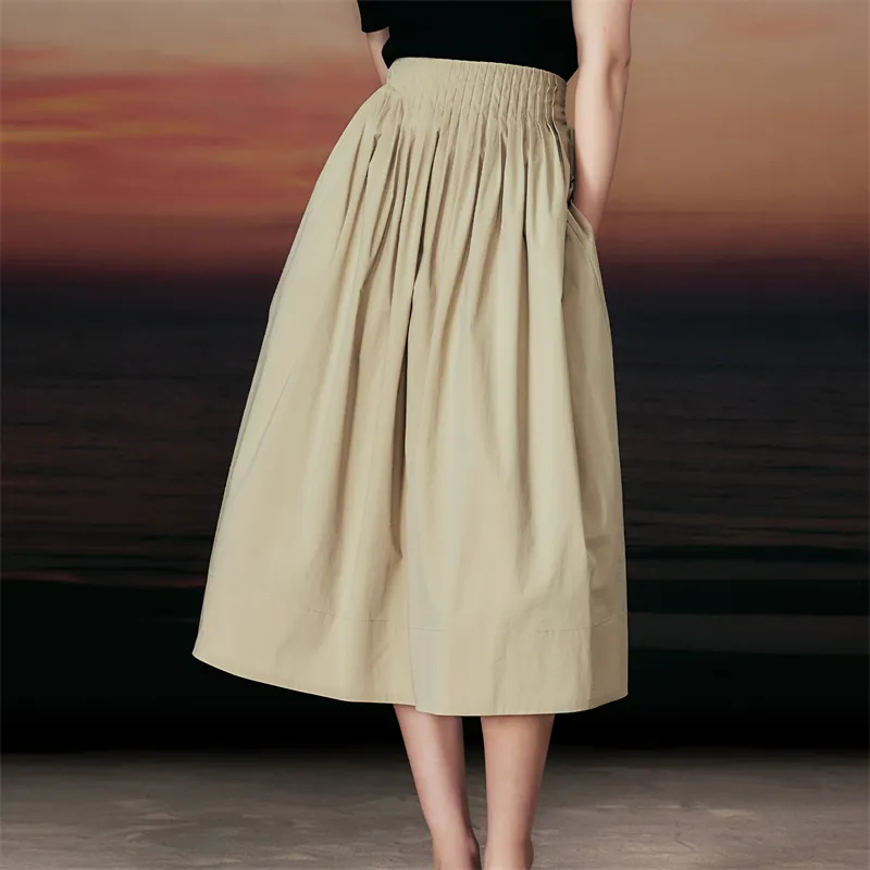 TAMMY TANGS Casual Long Skirts Women's Khaki-2