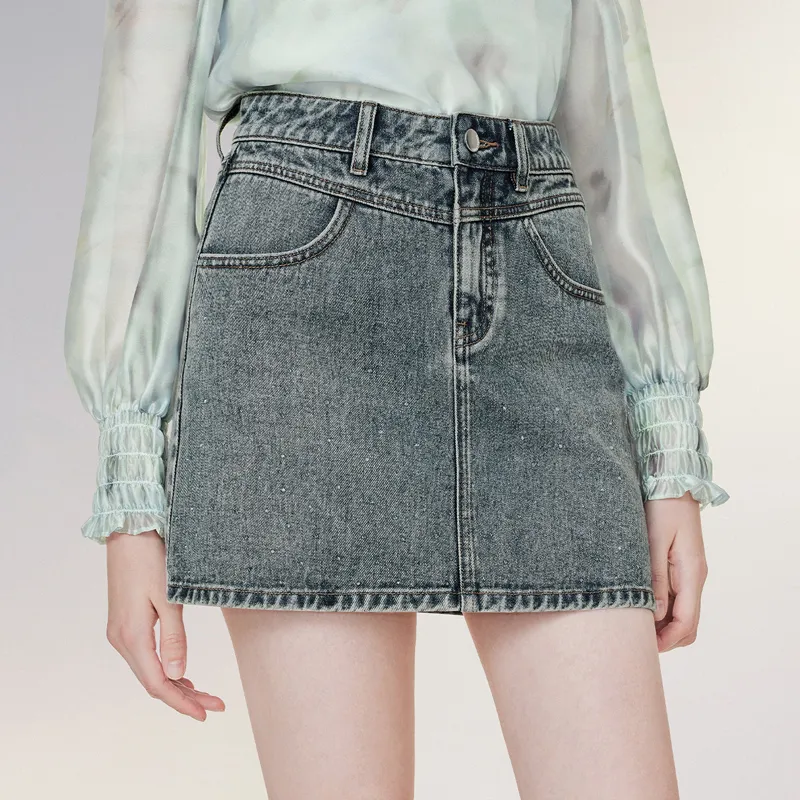 TAMMY TANGS Denim Short Skirts Women's Denim Blue-2
